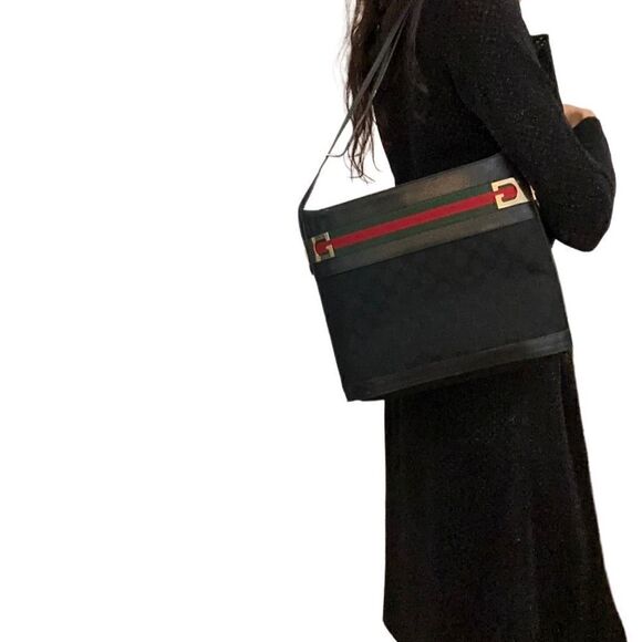 Gucci black Gg horse bit web shoulder bag - Picture 5 of 16